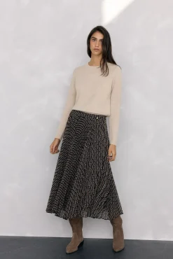 Falda midi plisada estampada