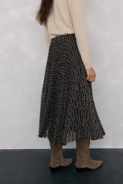 Falda midi plisada estampada