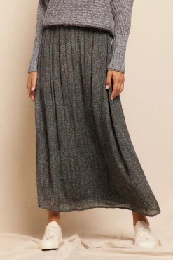 Falda midi satinada estampada