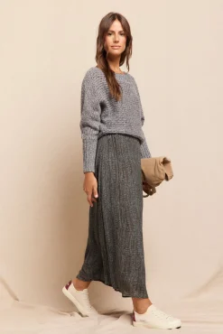 Falda midi satinada estampada