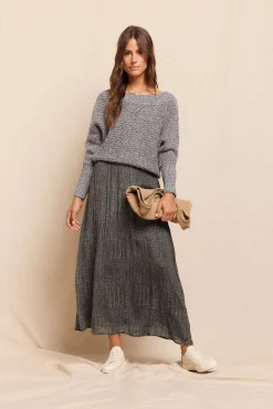 Falda midi satinada estampada