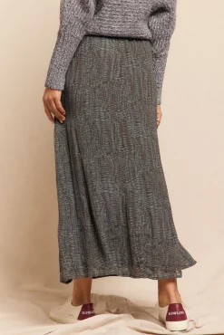 Falda midi satinada estampada