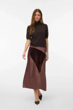 Falda midi triple tejido