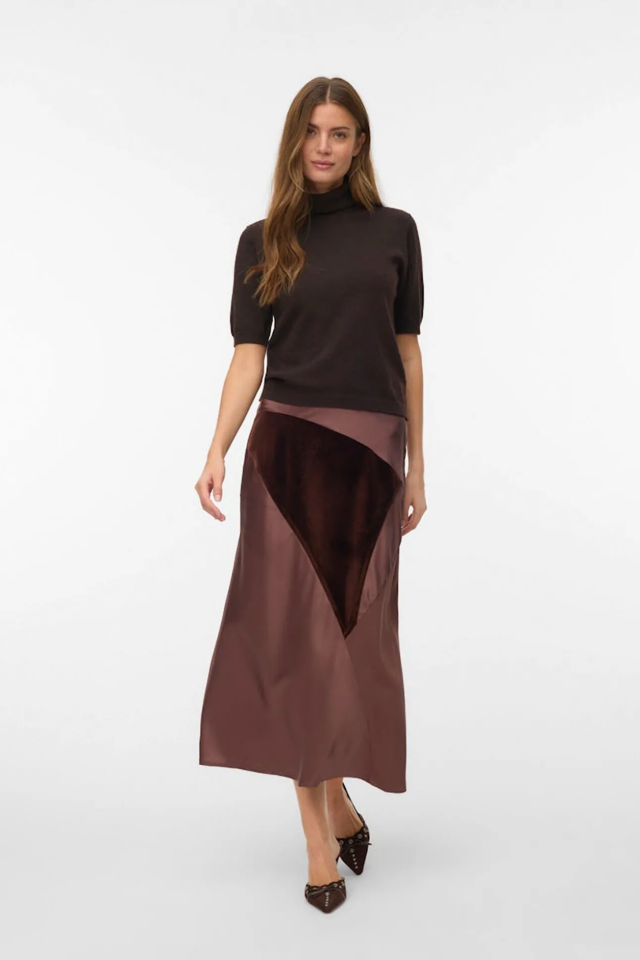 Falda midi triple tejido