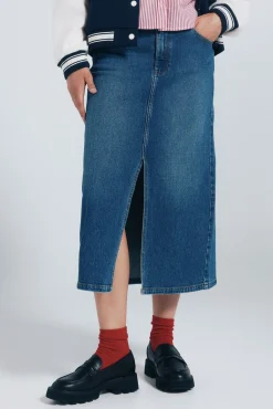 Falda midi vaquera
