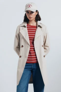 Gabardina abotonada cinturón