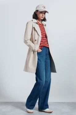 Gabardina abotonada cinturón