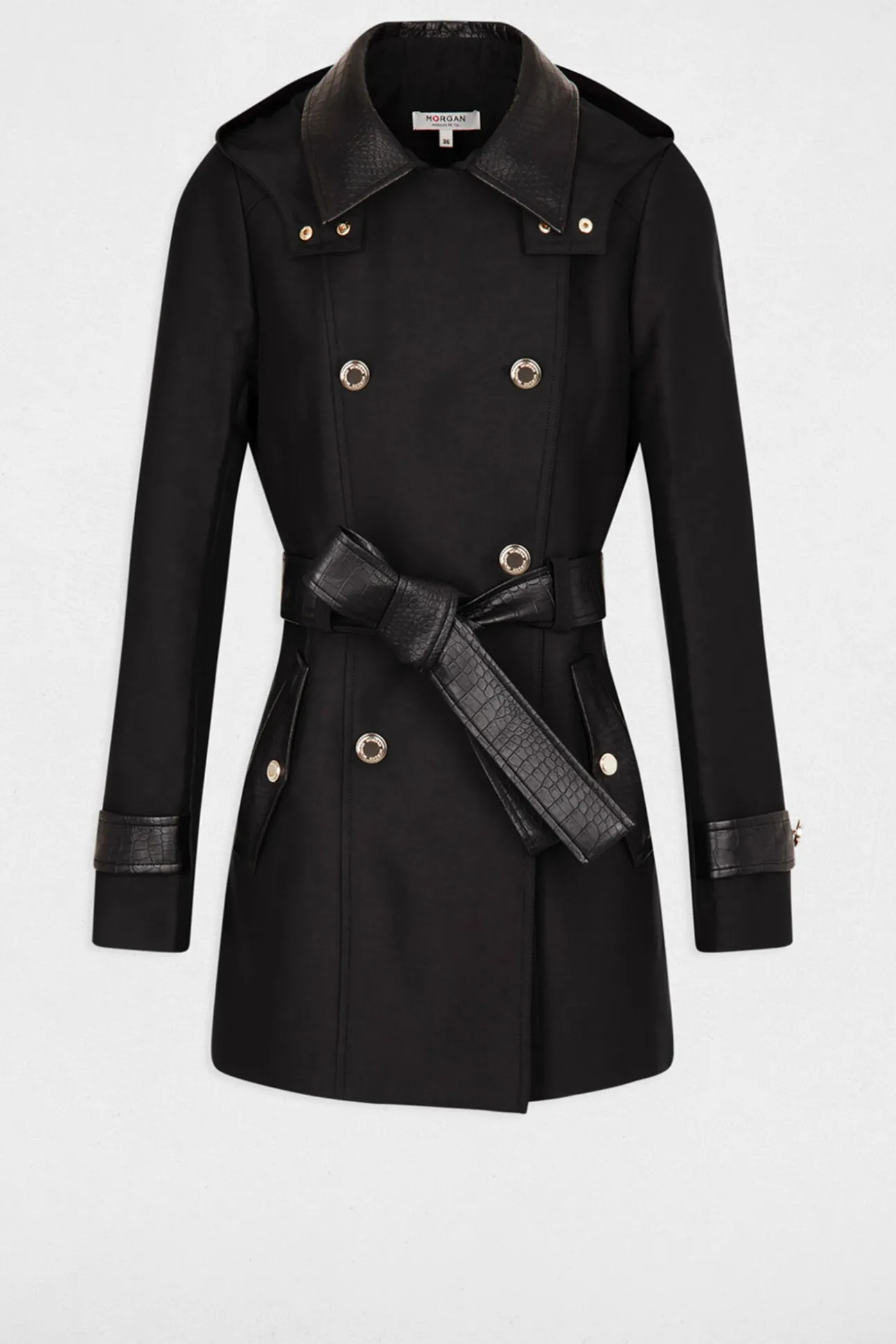 Gabardina con cuero sintético