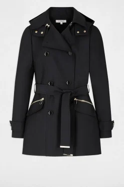 Gabardina entallada cinturón y capucha