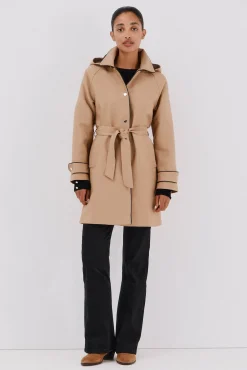 Gabardina satinada capucha desmontable