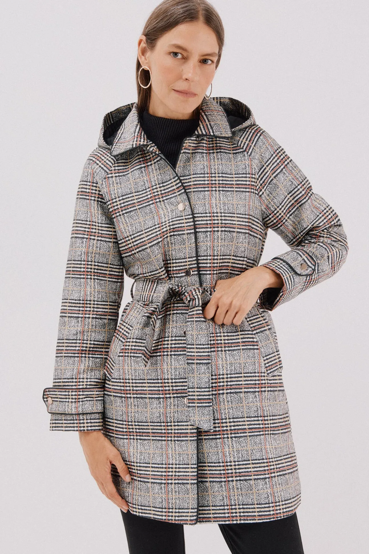 Gabardina satinada capucha desmontable