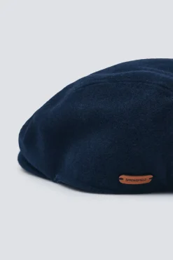 Gorra plana azul mezcla lana