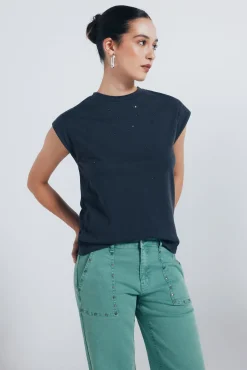 Jeans culotte tachas