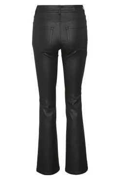 Jeans flared de mujer efecto polipiel