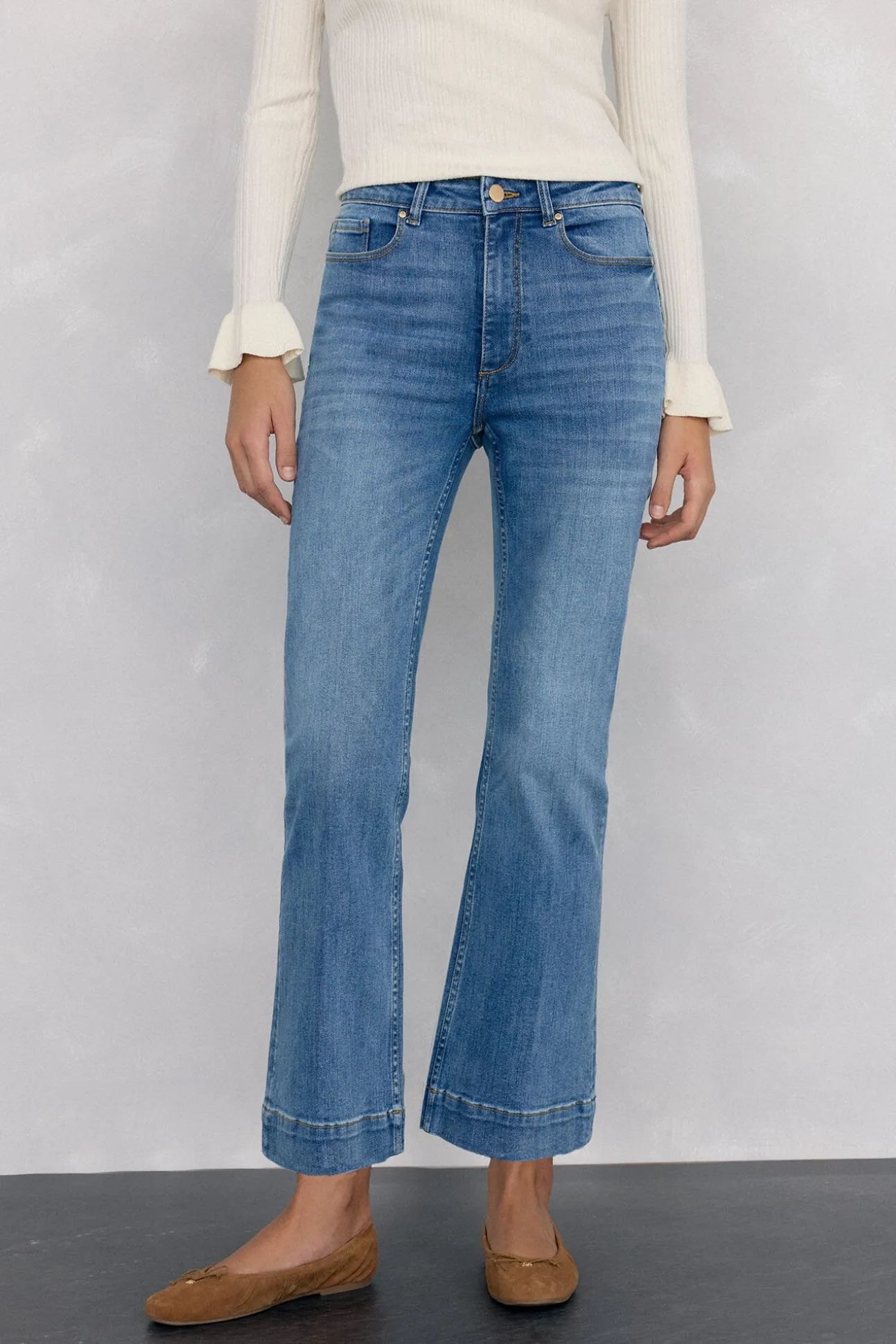 Jeans push up flare cropped