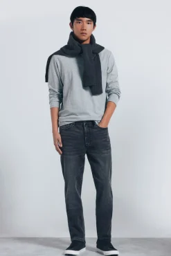 Jeans skinny gris oscuro lavado