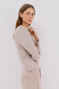 Jersey acanalado botones