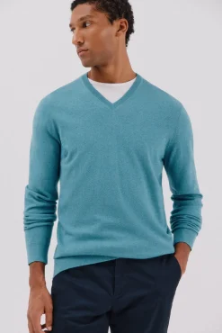 Jersey algodón cashmere cuello pico