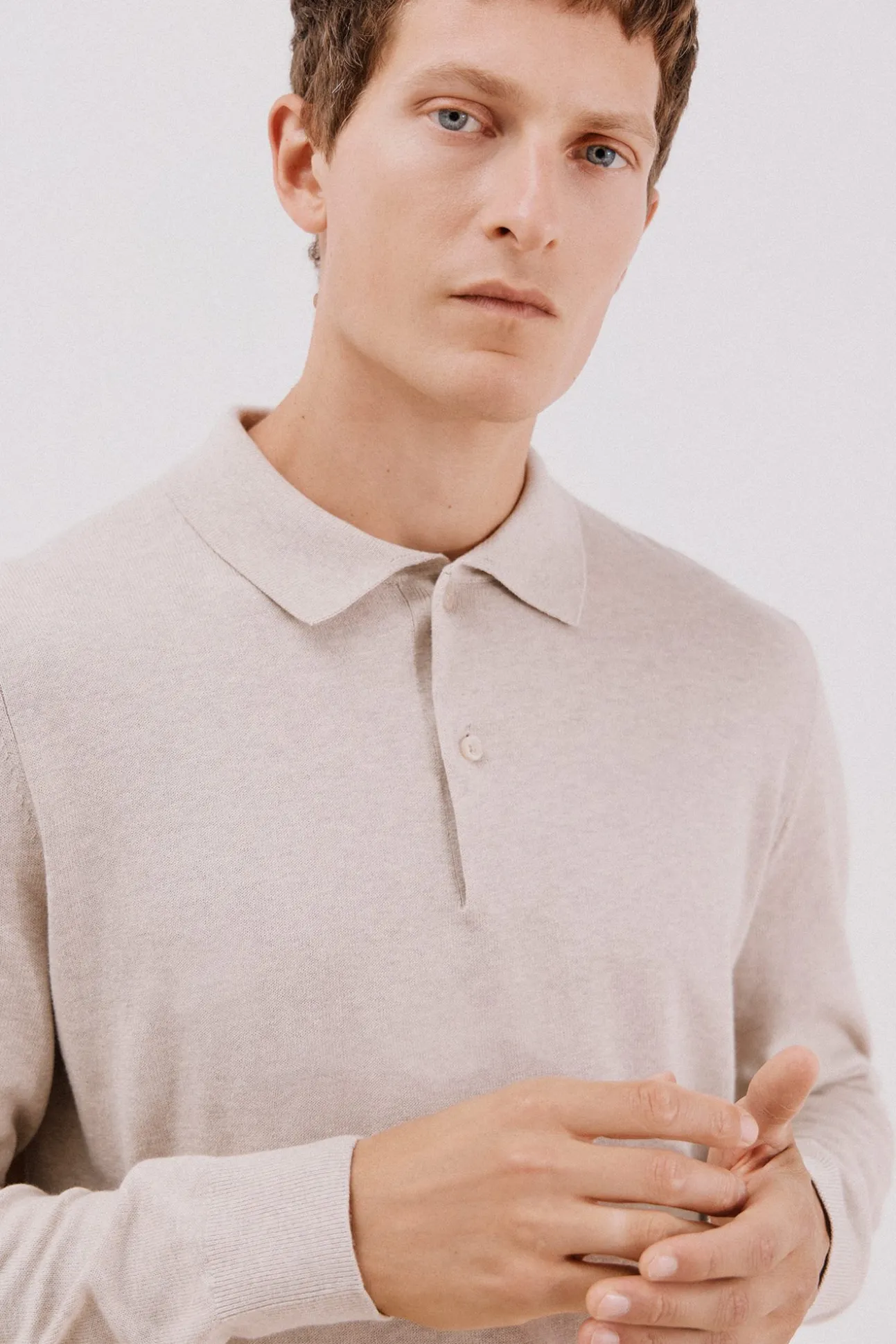 Jersey algodón cashmere cuello polo