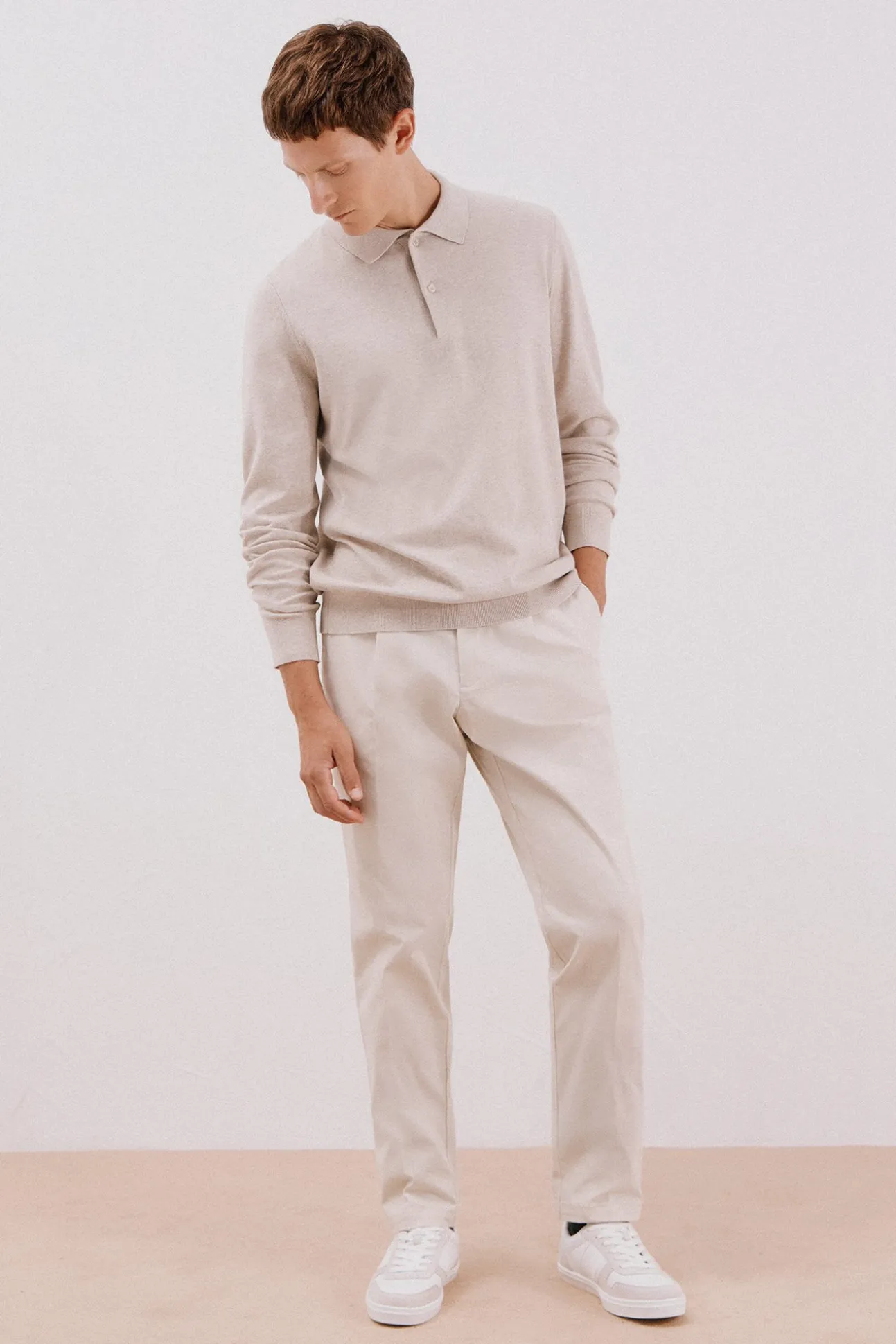 Jersey algodón cashmere cuello polo