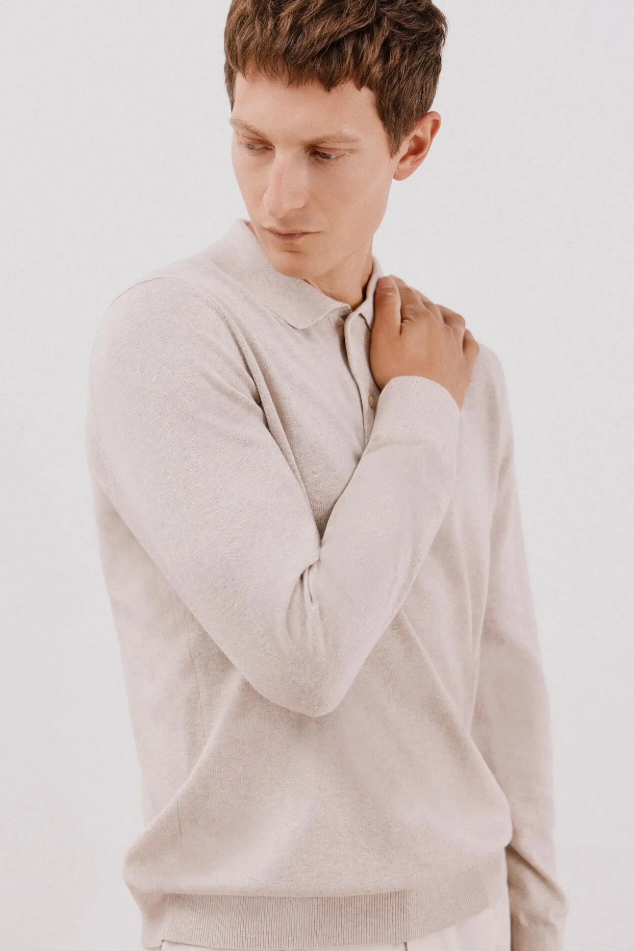 Jersey algodón cashmere cuello polo