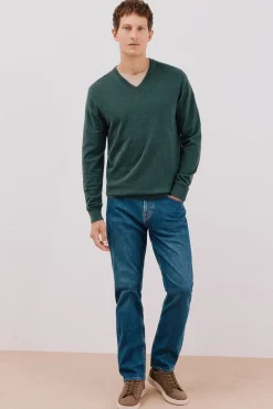 Jersey algodón cashmere cuello pico