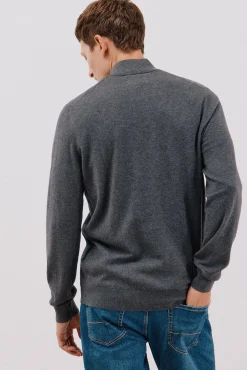 Jersey algodón cashmere cuello alto botones