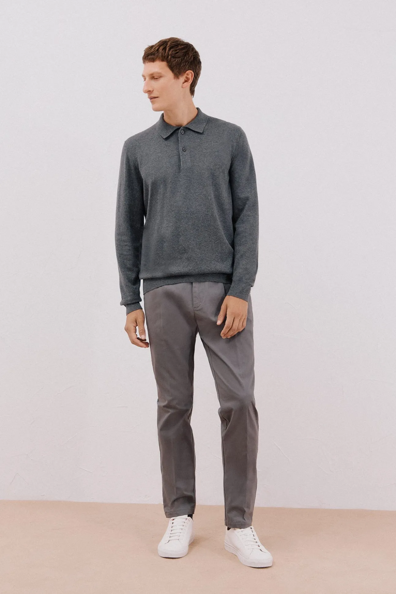 Jersey algodón cashmere cuello polo