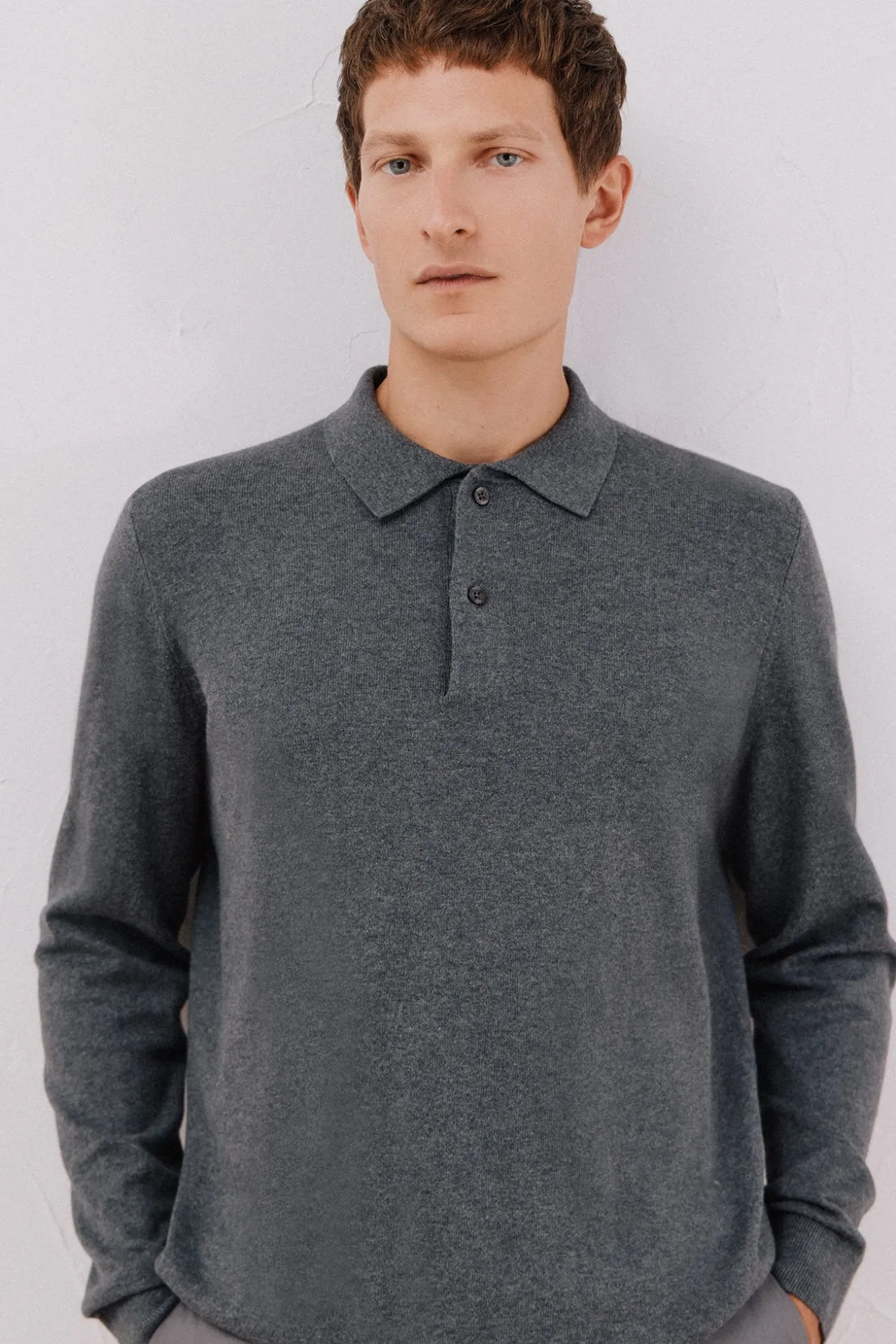 Jersey algodón cashmere cuello polo