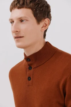 Jersey algodón cashmere cuello alto botones