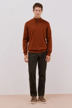 Jersey algodón cashmere cuello alto botones