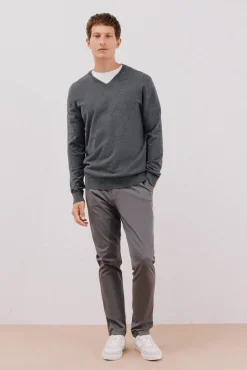 Jersey algodón cashmere cuello pico