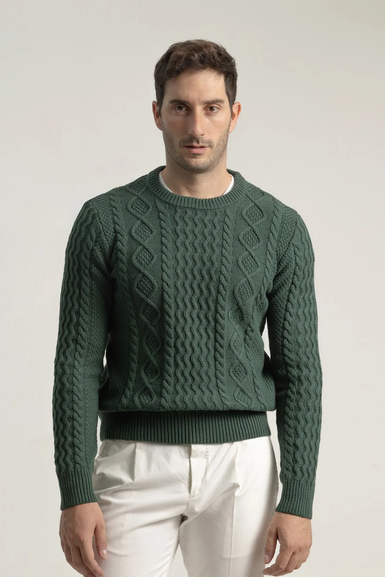 Jersey aran cuello redondo