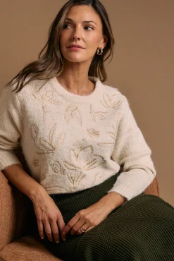 Jersey bordados Lurex crudo