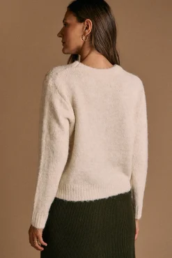 Jersey bordados Lurex crudo