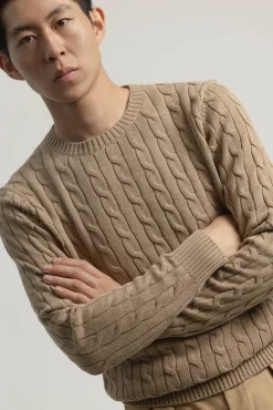 Jersey cable knit algodón