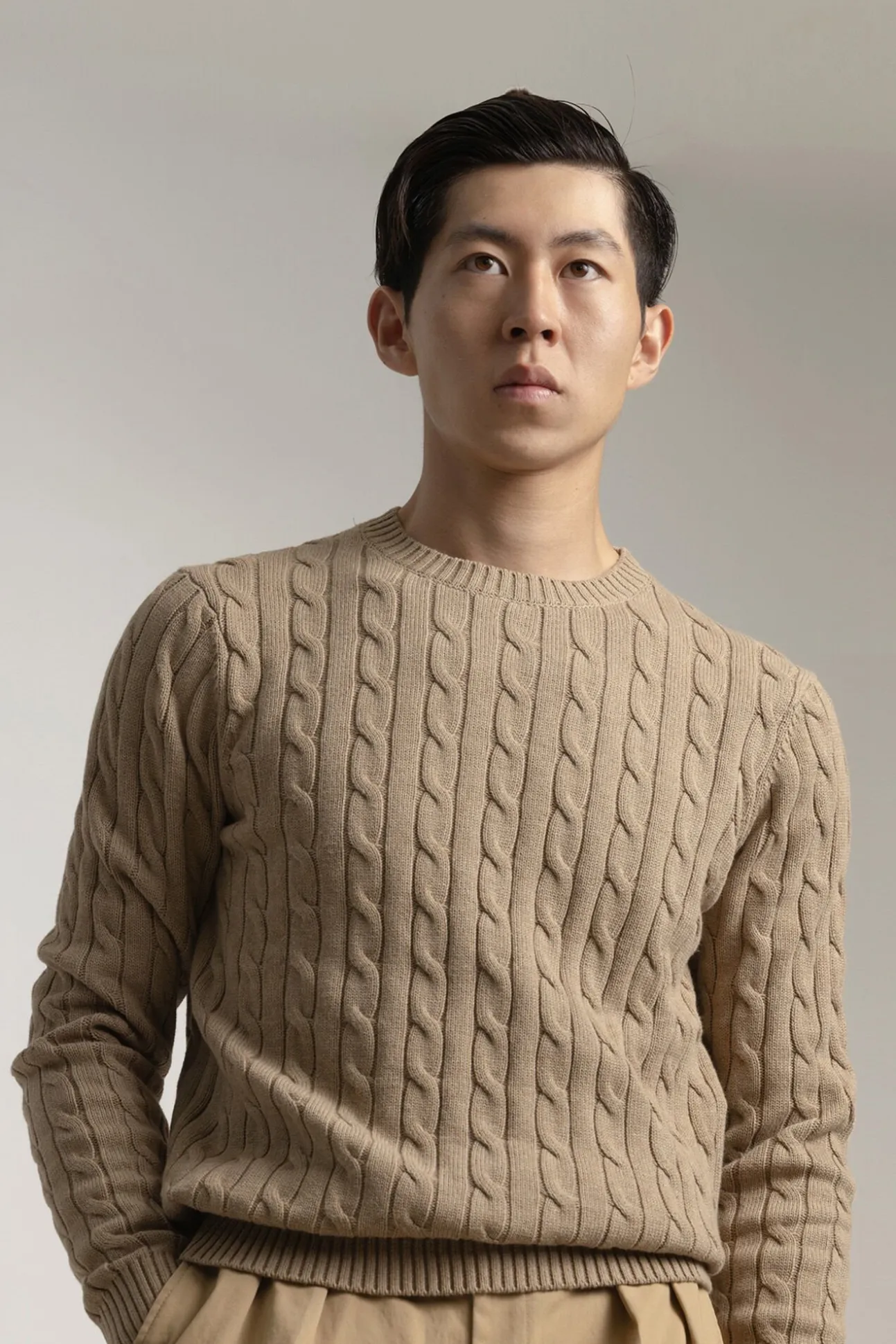 Jersey cable knit algodón