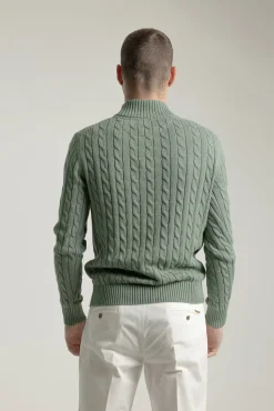 Jersey cable knit botones algodón