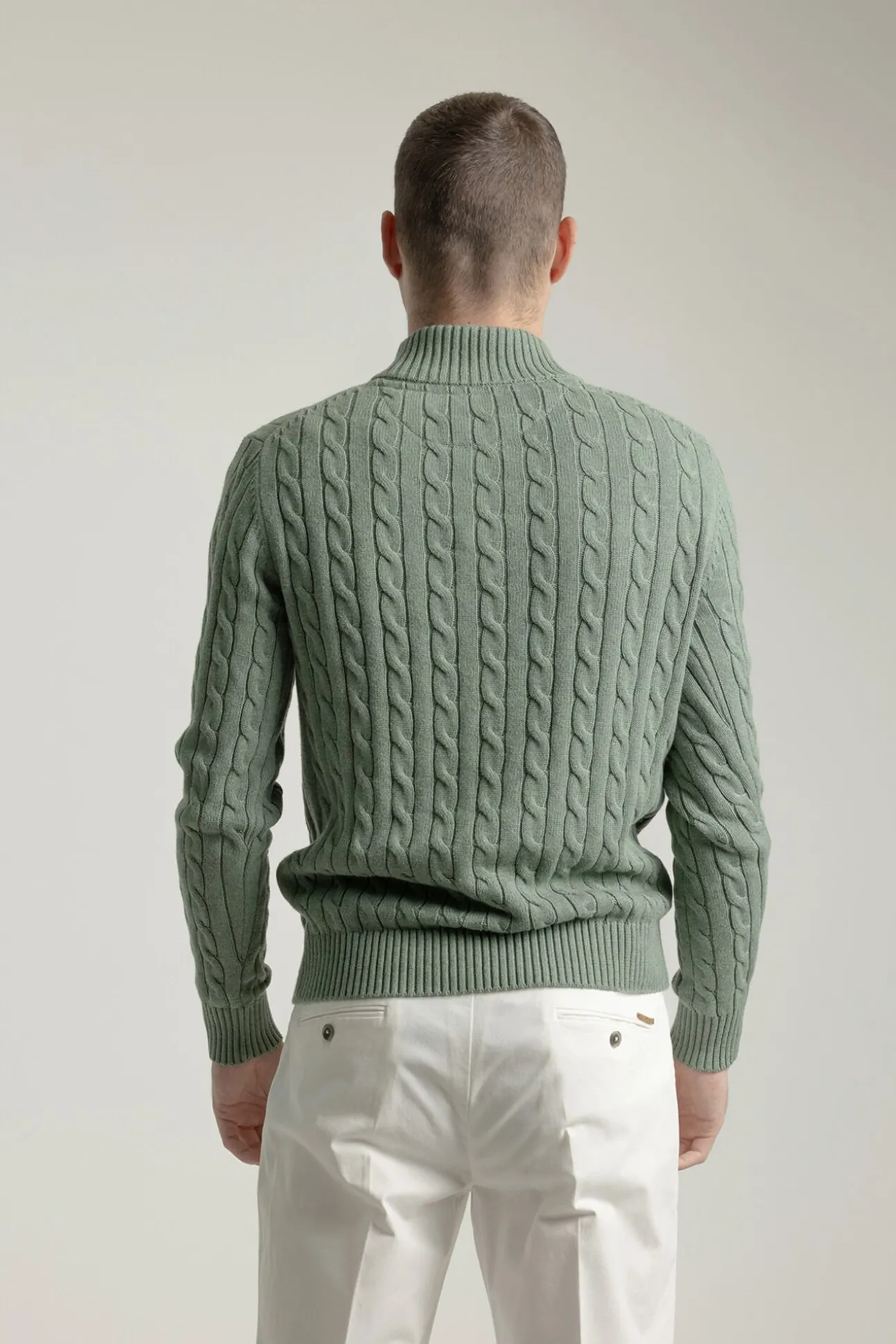 Jersey cable knit botones algodón