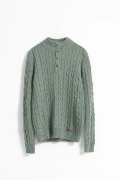 Jersey cable knit botones algodón