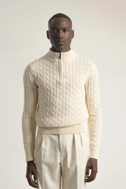 Jersey cable knit cuello mock