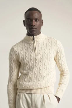 Jersey cable knit cuello mock