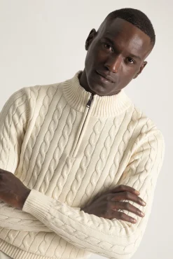 Jersey cable knit cuello mock