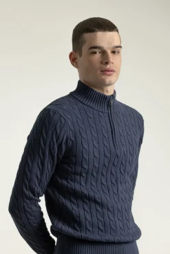 Jersey cable knit cuello mock