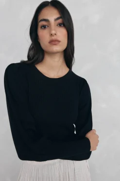 Jersey canalé manga abullonada