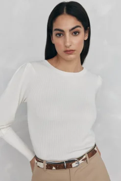 Jersey canalé manga abullonada