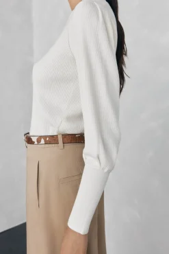 Jersey canalé manga abullonada