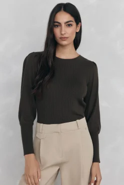 Jersey canalé manga abullonada