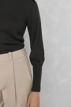 Jersey canalé manga abullonada