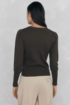 Jersey canalé manga abullonada